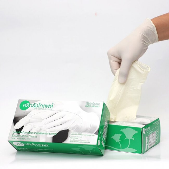 ถุงมือศรีตรังไม่มีแป้งกล่องเขียว
